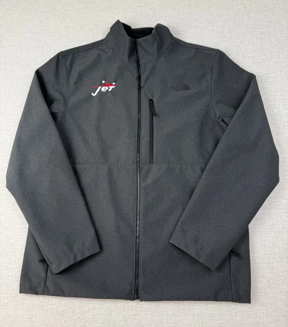 The North Face Soft Shell Jacket Mens Large Gray Full Zip Jet Embroidered Logo
